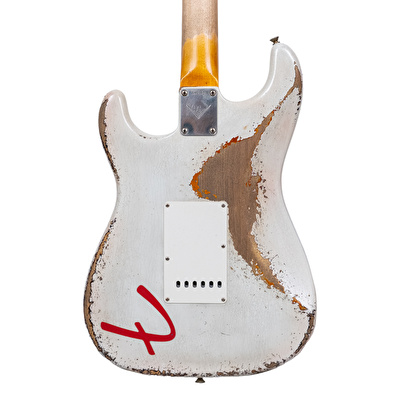 Fender Custom Shop Masterbuilt Andy Hicks 1961 Stratocaster Heavy Relic Olympic White Over 3 Ton Sunburst Elektro Gitar